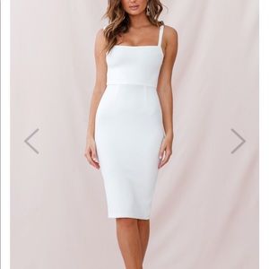 Georgia Square Neckline Midi Dress White